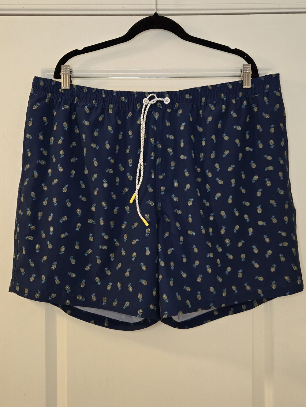 Bonobos Mens XXL Swim Bathing Suit 7” Inseam Blue Pineapple Drawstring Waist